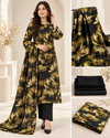 Black and gold floral 3-piece unstitched suit