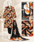 Floral Elegance black orange and white unstitched lawn suit