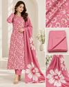 Pink and white floral unstitched suit