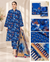 Aura Royale blue floral 3-piece unstitched suit