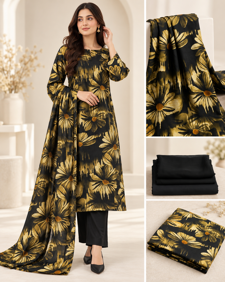 Black & Gold Floral 3-Piece Suit