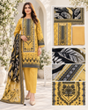 Mustard geometric and floral 3-piece unstitched suit