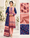Peach and blue summer 3-piece unstitched suit