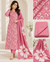 Pink and white floral unstitched suit