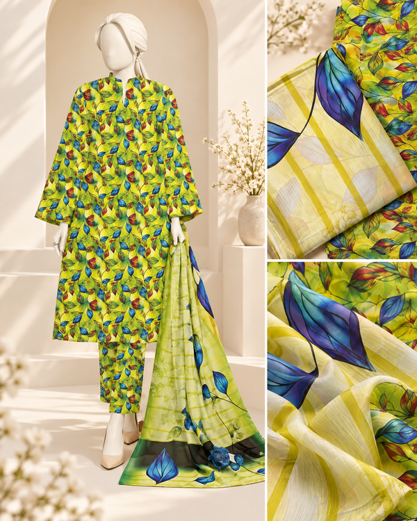 Spring Vine botanical 3-piece unstitched suit