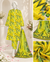 Yellow floral printed unstitched suit